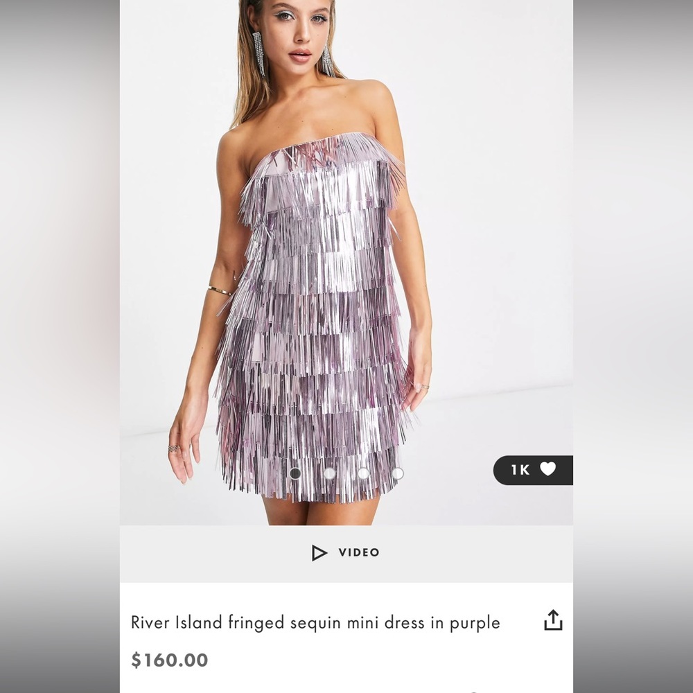 RIVER ISLAND LONDON metallic fringe dress